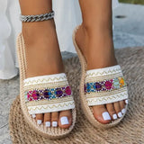 Countrysizemap Bohemian Slippers Tassel Material Large Size Beach Slides - WHITE / 37