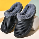 Couple Style Winter Cotton Slippers Warm Thickened Mule Clogs - black / 41
