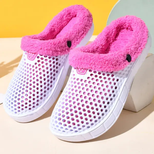 Couple Style Winter Cotton Slippers Warm Thickened Mule Clogs - WHITE / 41