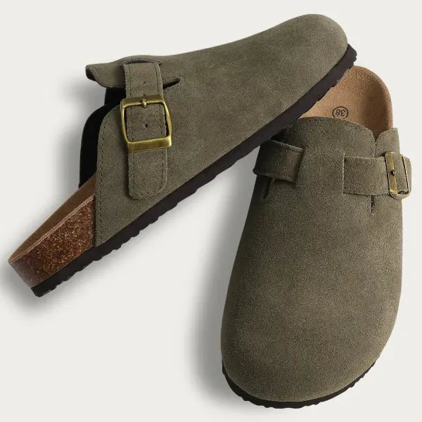 Cow Suede Mules with Arch Support for Indoor Outdoor Comfort