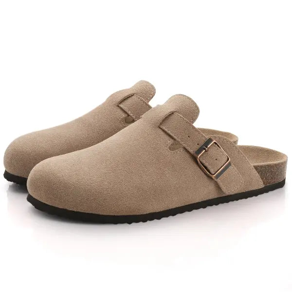 Cow Suede Mules with Arch Support for Indoor Outdoor Comfort - Apricot B / 45