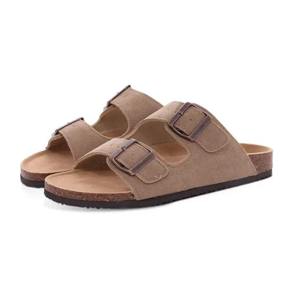 Cow Suede Mules with Arch Support for Indoor Outdoor Comfort - Apricot C / 36
