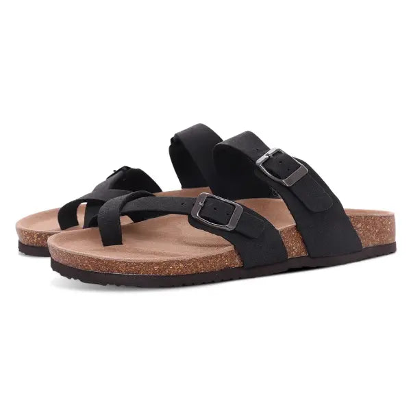 Cow Suede Mules with Arch Support for Indoor Outdoor Comfort - Black D / 41