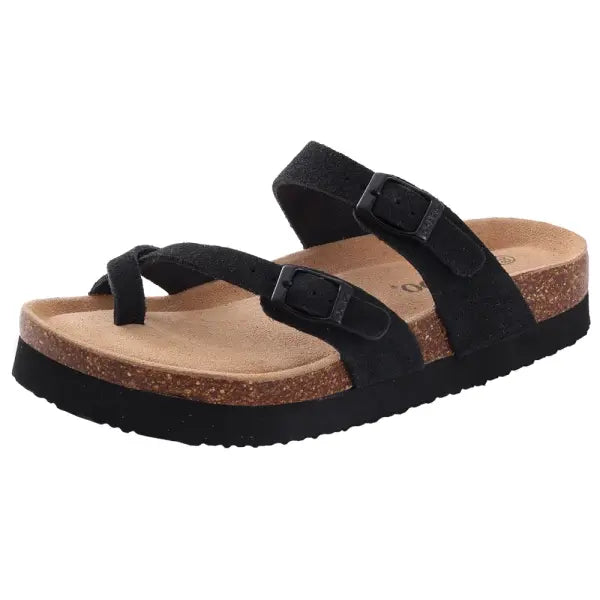 Cow Suede Mules with Arch Support for Indoor Outdoor Comfort - Black F / 40