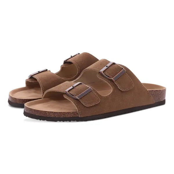 Cow Suede Mules with Arch Support for Indoor Outdoor Comfort - Brown C / 39