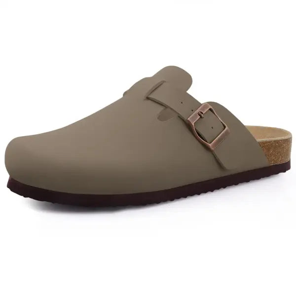 Cow Suede Mules with Arch Support for Indoor Outdoor Comfort - Brown E / 39