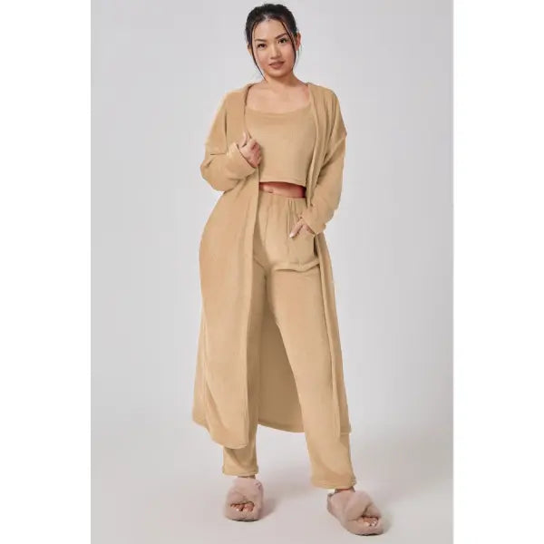 Cozy Pajama Set 3 Piece Lounge Set Cute Loungewear Warm Suit Sets Matching Set Lounge Set 3 Piece Pant Sets Women