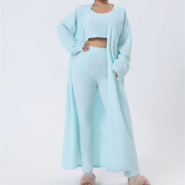 Cozy Pajama Set 3 Piece Lounge Set Cute Loungewear Warm Suit Sets Matching Set Lounge Set 3 Piece Pant Sets Women