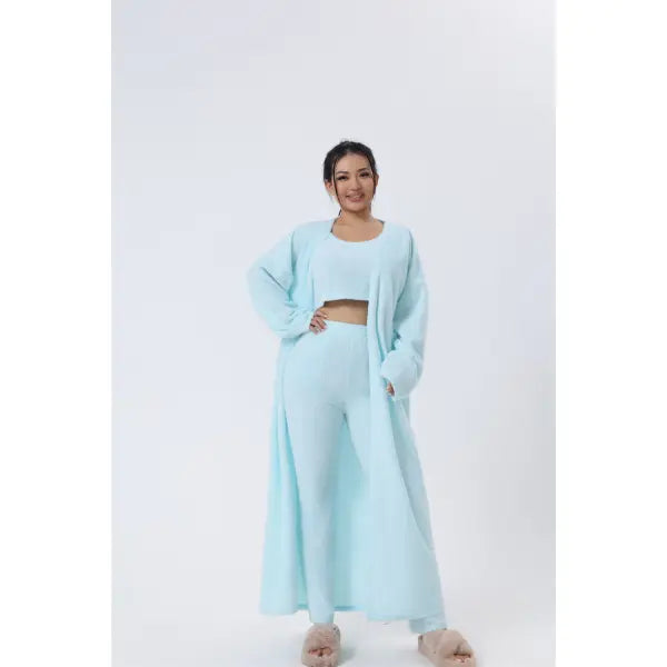 Cozy Pajama Set 3 Piece Lounge Set Cute Loungewear Warm Suit Sets Matching Set Lounge Set 3 Piece Pant Sets Women