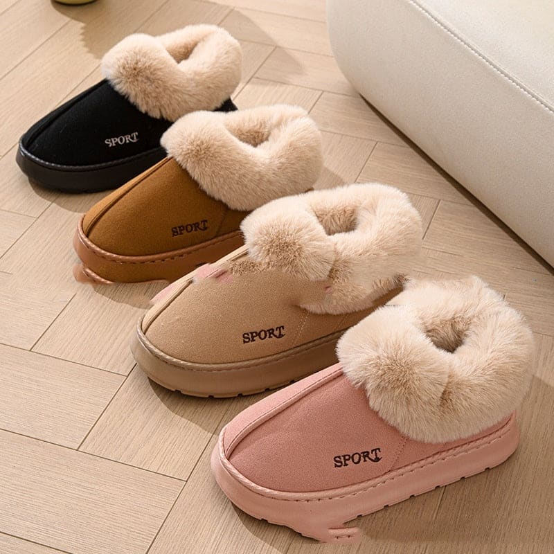 Cozy Plush Soft Slippers for Women – Non-Slip Platform with Faux Fur Lining and Mute Sole for Ultimate Indoor Comfort