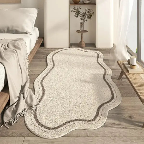 Cream Style Irregular Carpet Minimalist Bedroom Rugs Living Room Lounge Non-Slip Home Decorative Comfortable Soft Floor