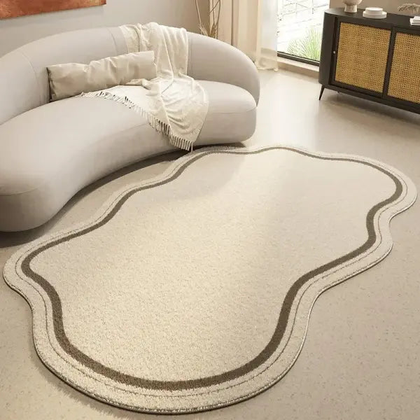 Cream Style Irregular Carpet Minimalist Bedroom Rugs Living Room Lounge Non-Slip Home Decorative Comfortable Soft Floor