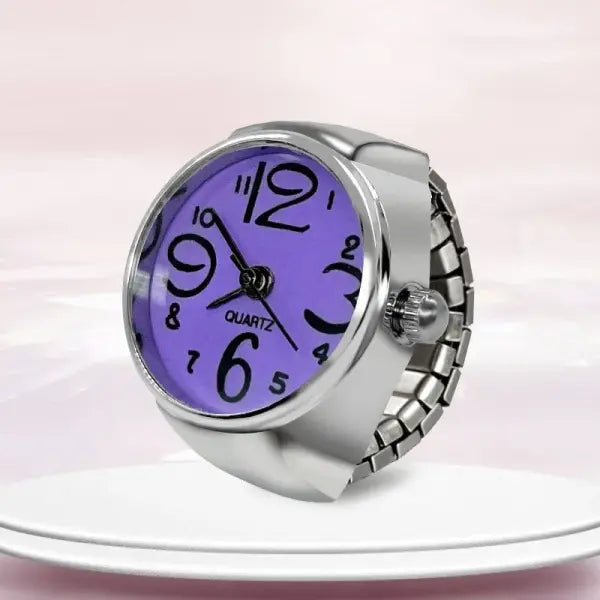 Creative Ring Watch Alloy Circular Dial Fashion Accessory - purple