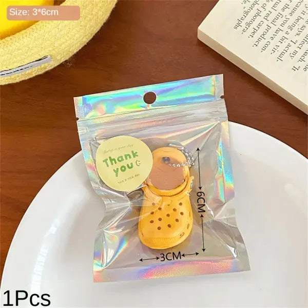 Creative Mini Slippers Keychain Pendant – Cute Hole Shoes Accessory for Couples Versatile Small Charm - Yellow pendant