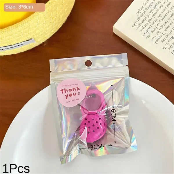 Creative Mini Slippers Keychain Pendant – Cute Hole Shoes Accessory for Couples Versatile Small Charm - Rose red