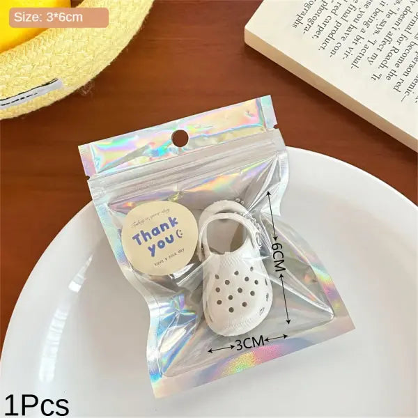 Creative Mini Slippers Keychain Pendant – Cute Hole Shoes Accessory for Couples Versatile Small Charm - White pendant