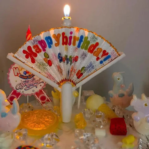 Creative Surprise Fan Birthday Candle with Clown Design for Traditional Birthdays