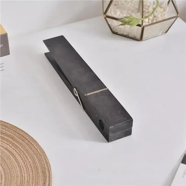 Creative Wooden Wall-Mounted Bathroom Towel Clip for Stylish Storage - black / S