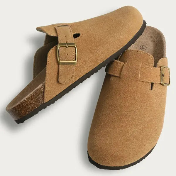 Crestar Cork Suede Mules: Unisex Fashion Clogs with Arch Support & Anti-Slip Sole - Cow Suede-Brown 03 / 45(fit 28.5cm)
