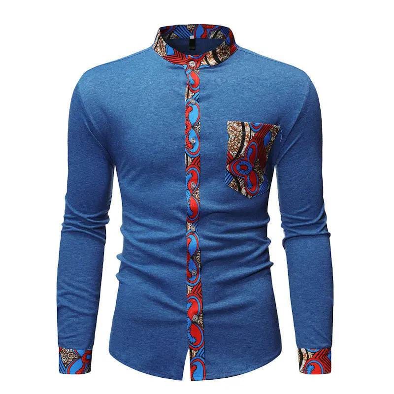 Cross Border Fashion Men’s Shirt - Light Blue / L