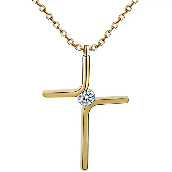 Cross Pendant New Simple Necklace Titanium Steel Plating - Gold / 10PCS - None