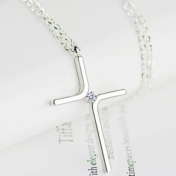 Cross Pendant New Simple Necklace Titanium Steel Plating - None