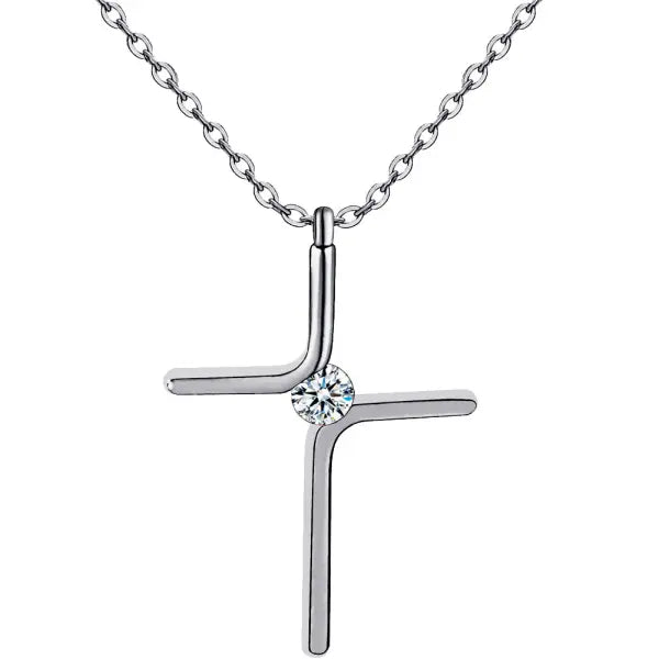 Cross Pendant New Simple Necklace Titanium Steel Plating - Silver / 10PCS - None