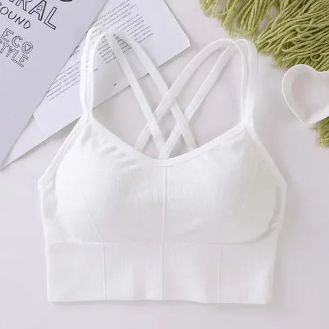 Cross Strap Tank Top Push-Up Sports Bra for Yoga and Fitness