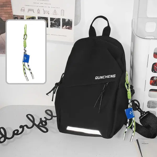 Water Resistance Nylon Crossbody Bag for Cycling - Black Strap Pendant