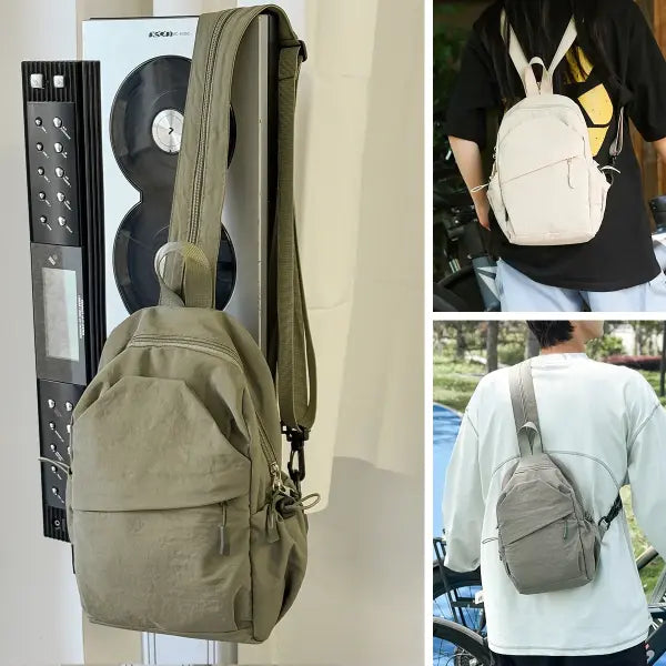 Water Resistance Nylon Crossbody Bag for Cycling - 9014 Green
