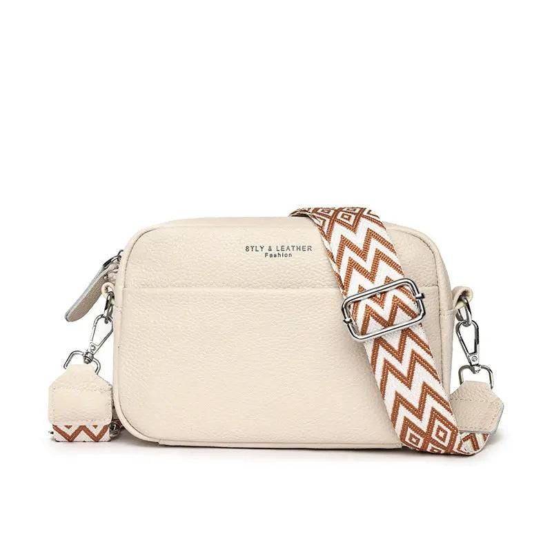 Crossbody Bag with Rhombus Design - Stylish Women’s Square Bag - Beige