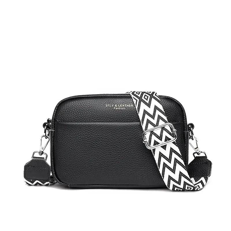 Crossbody Bag with Rhombus Design - Stylish Women’s Square Bag - Black