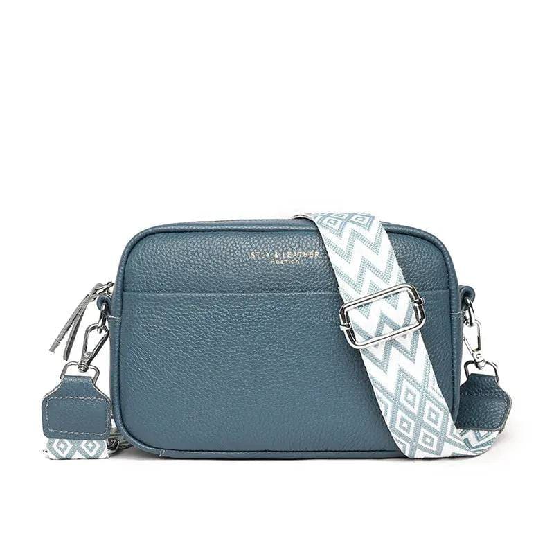 Crossbody Bag with Rhombus Design - Stylish Women’s Square Bag - Blue