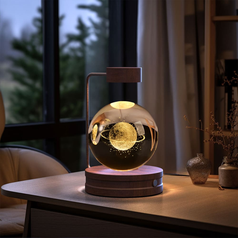 Crystal Ball Cosmic Dinosaur Night Light - USB Powered Warm Bedside Lamp Perfect Birthday Gift - Strolling in Space