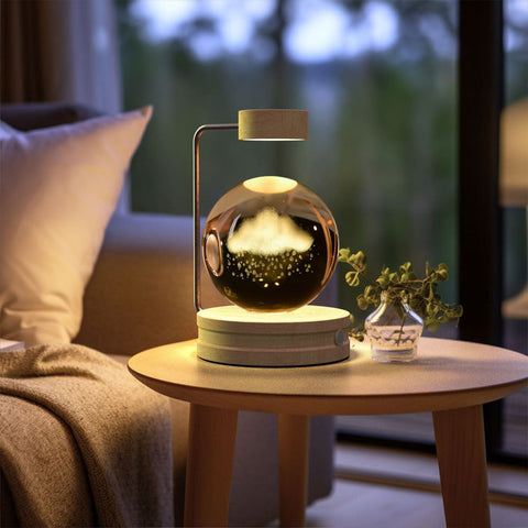 Crystal Ball Cosmic Dinosaur Night Light - USB Powered Warm Bedside Lamp Perfect Birthday Gift