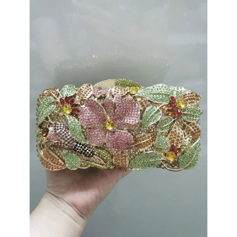 Crystal Flower Evening Bag: Elegant Handbag for Wedding and Bridal Parties - Show As Picture 3