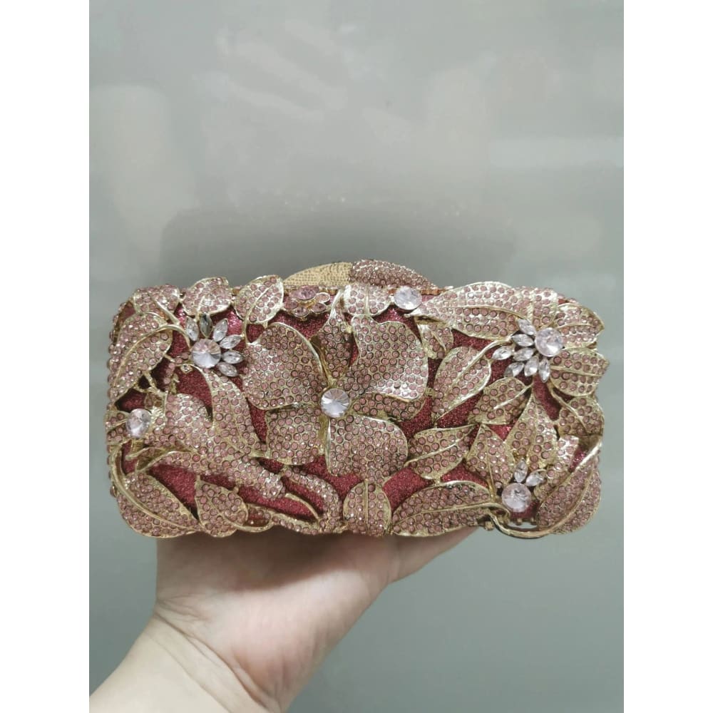 Crystal Flower Evening Bag: Elegant Handbag for Wedding and Bridal Parties - Show As Picture 4