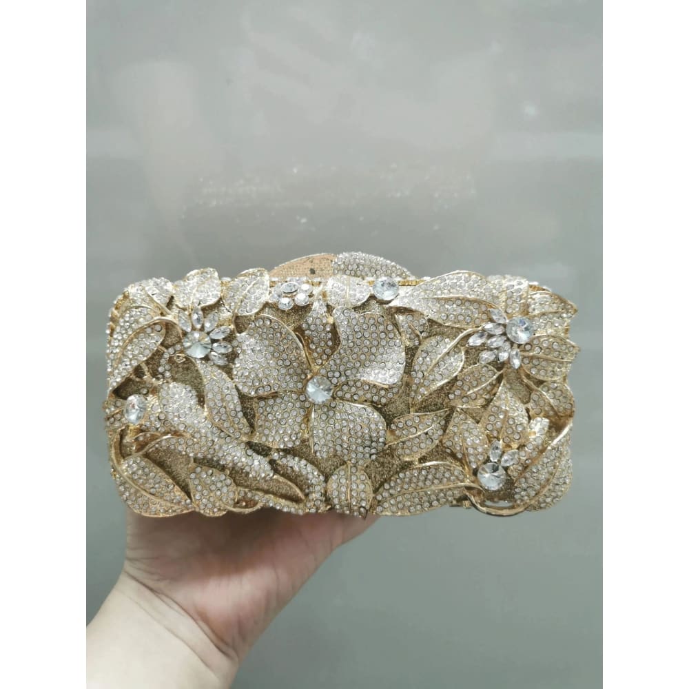 Crystal Flower Evening Bag: Elegant Handbag for Wedding and Bridal Parties - Show As Picture