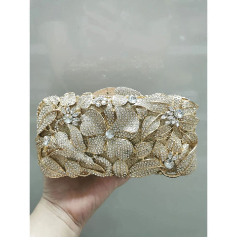 Crystal Flower Evening Bag: Elegant Handbag for Wedding and Bridal Parties - Show As Picture