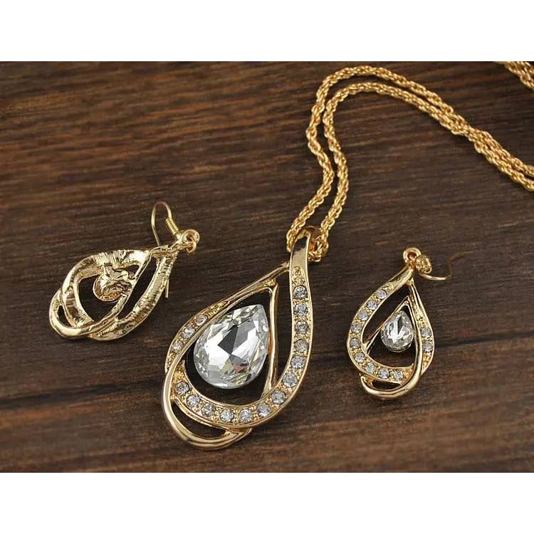 Crystal Necklace Earrings Set