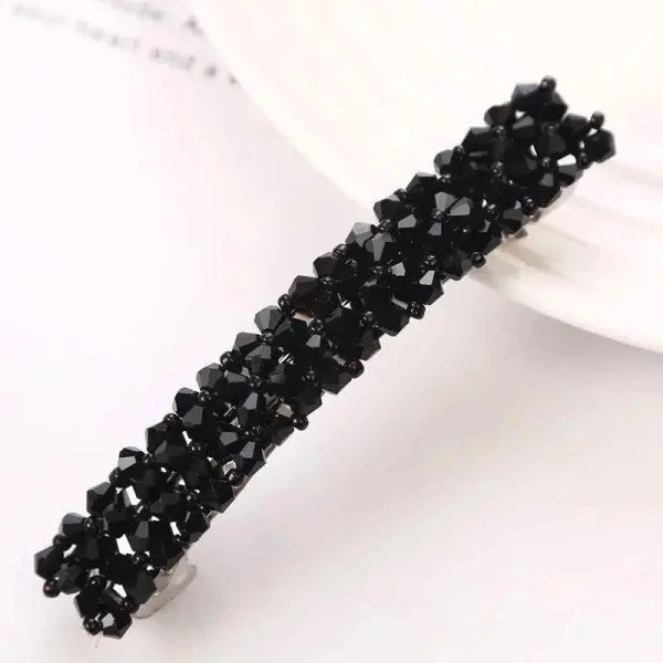 Crystal Spring Hair Clips - Black