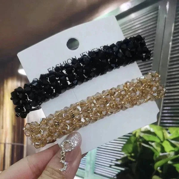 Crystal Spring Hair Clips - Black Champagne