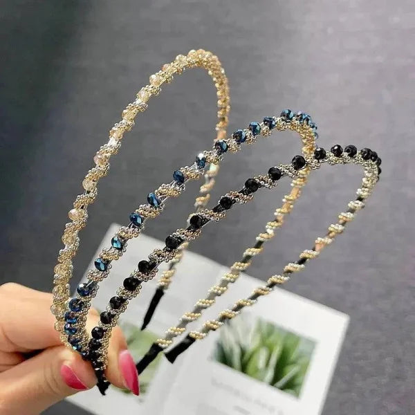 Crystal Spring Hair Clips - Champagne Navy Black