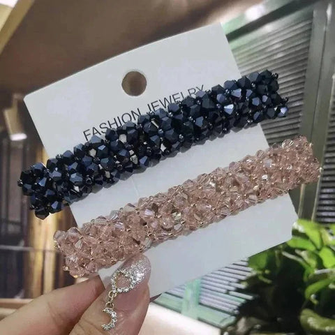 Crystal Spring Hair Clips - Navy Pink