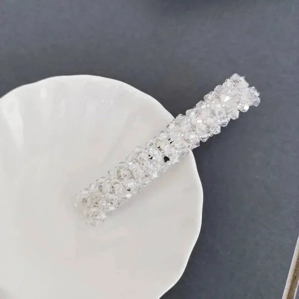 Crystal Spring Hair Clips - White