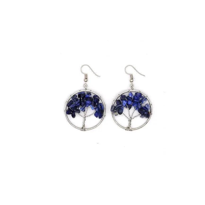 Crystal Tree Earrings - Blue