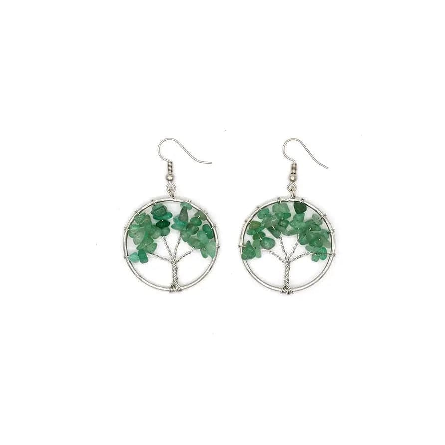 Crystal Tree Earrings - Green