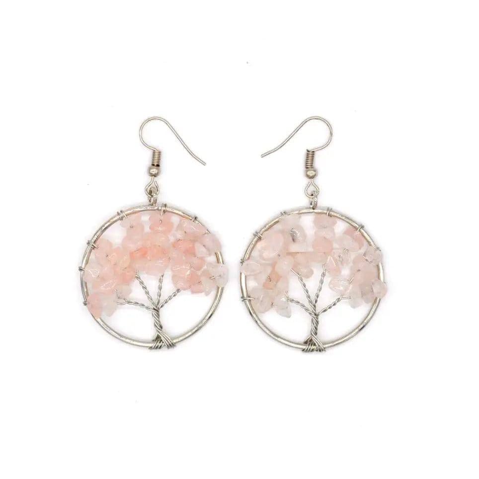 Crystal Tree Earrings - Pink