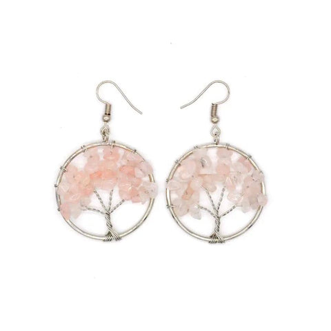 Crystal Tree Earrings - Pink