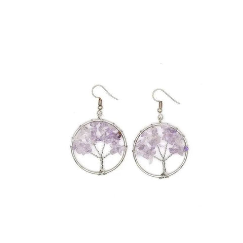 Crystal Tree Earrings - Purple